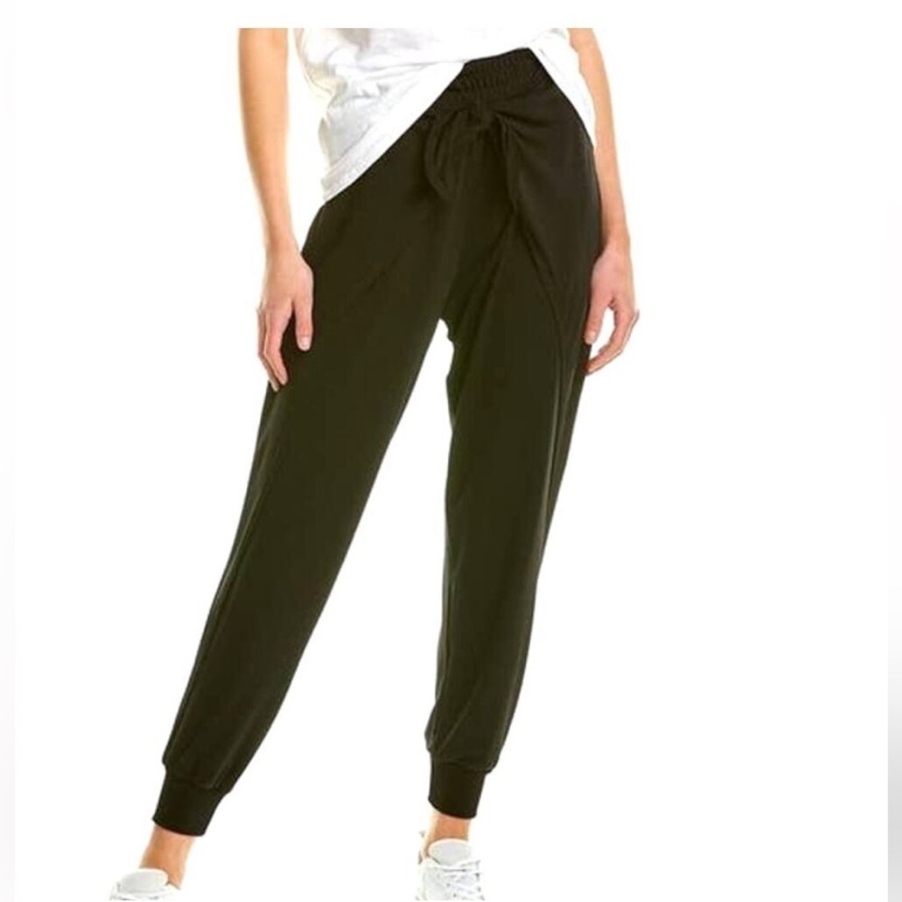 Cinq a Sept Gizele Matte Jersey Tie Front Pants Black Size M Elastic Waist